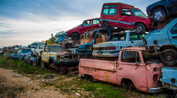 cars in scrap yard
